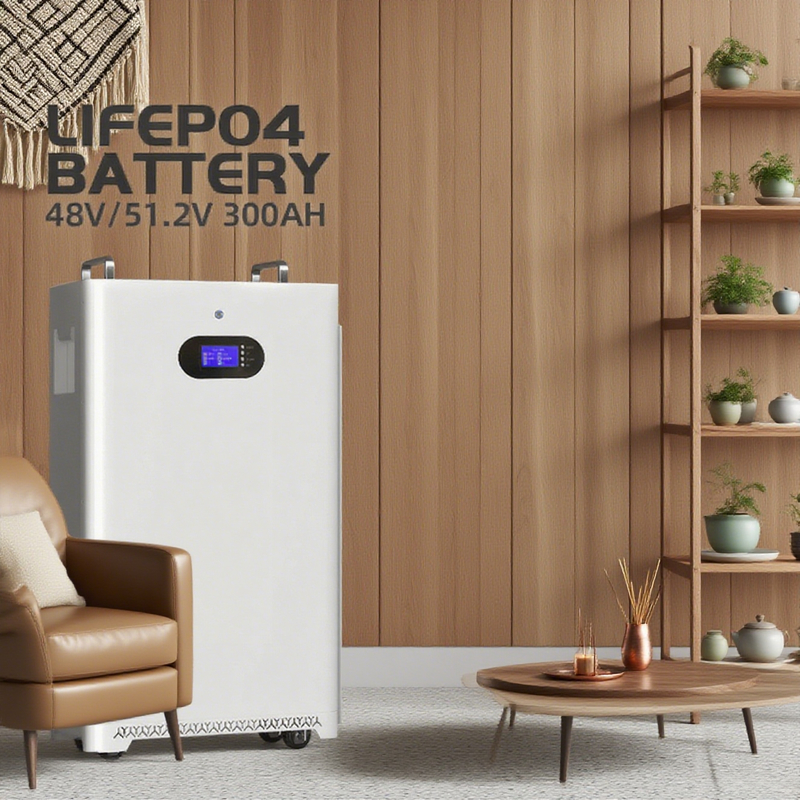 51,2V 300Ah Wand-LiFePO4-Batterie-Solar-Speichersystem, 15 kWh, 10 Jahre Garantie, APP-Überwachung, 8000+ Zyklen, CE/RoHS