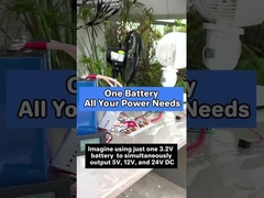 Eine 3,2V-Batterie versorgt 5V/12V/24V DC & 110V/220V AC. Ein eingebauter 300W-Wechselrichter verwaltet alle Geräte sim