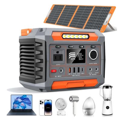1x Wechselstrom mit reiner Sinuswellenleistung Solarstromversorgung mit Taschenlampe und Lithium-Ionen-Batterie